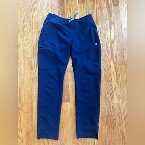 Figs Blue Cargo Pants with Elastic Waistband and Tapered Fit